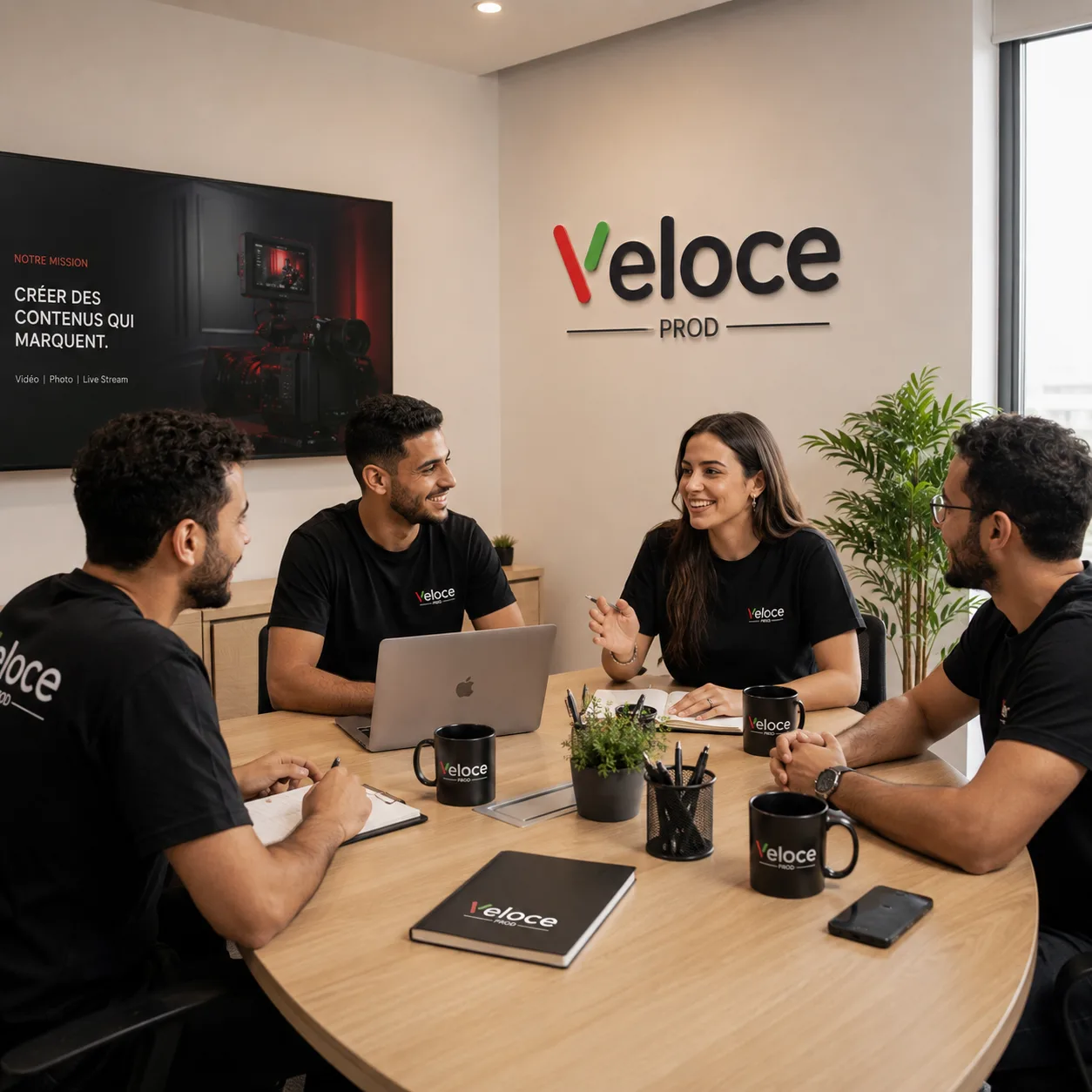 L'équipe Veloce Prod en réunion